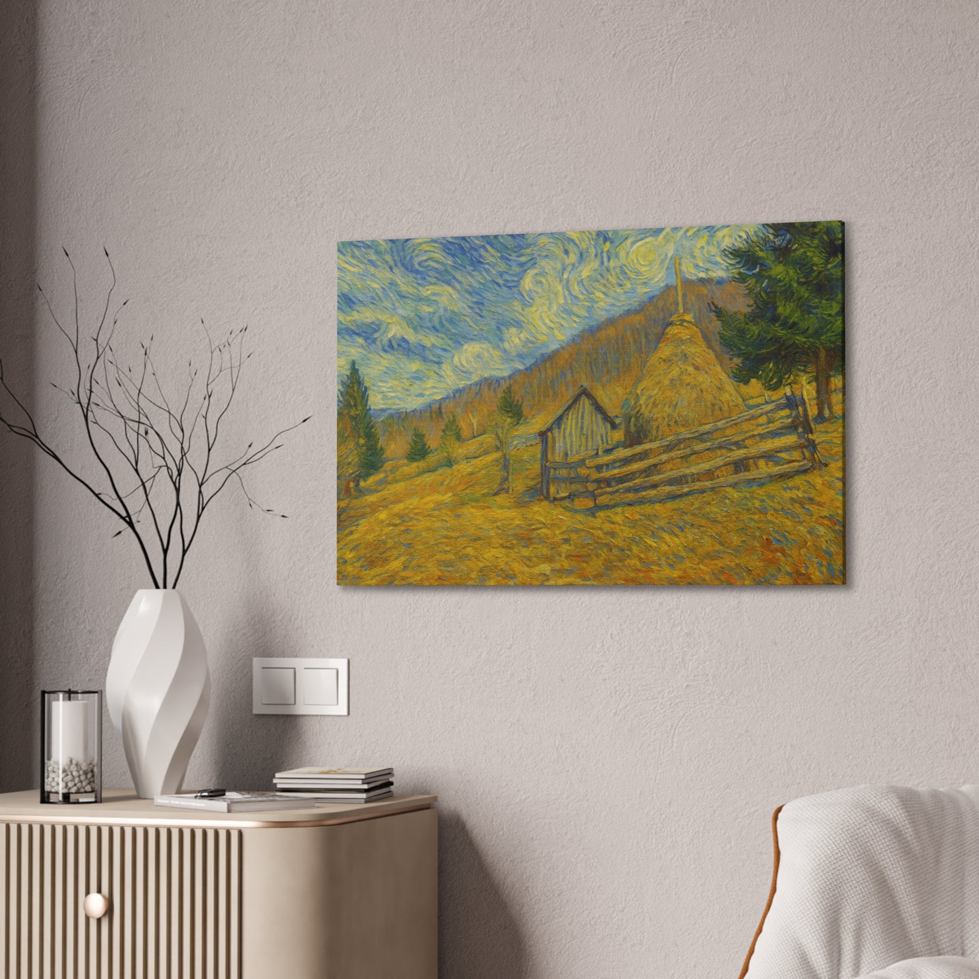 Vincent Van Gogh Inspired Canvas Print, Rustic Home Decor, Wall Art, Gift for Art Lovers, Country Landscape, Unique Art Piece - TRV