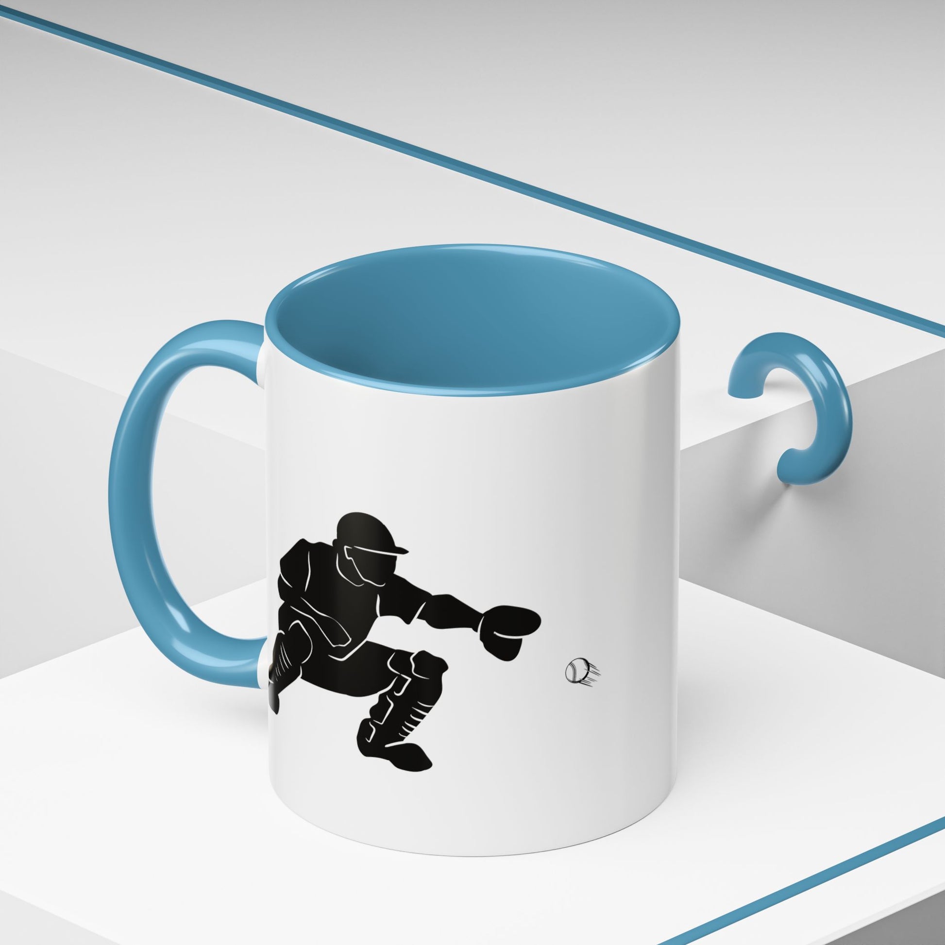 Baseball Catcher Coffee Mug, Sports Gift for Coaches, Black Accent Mug for Fans, Perfect for Birthdays & Celebrations, Unique Cup - TRV