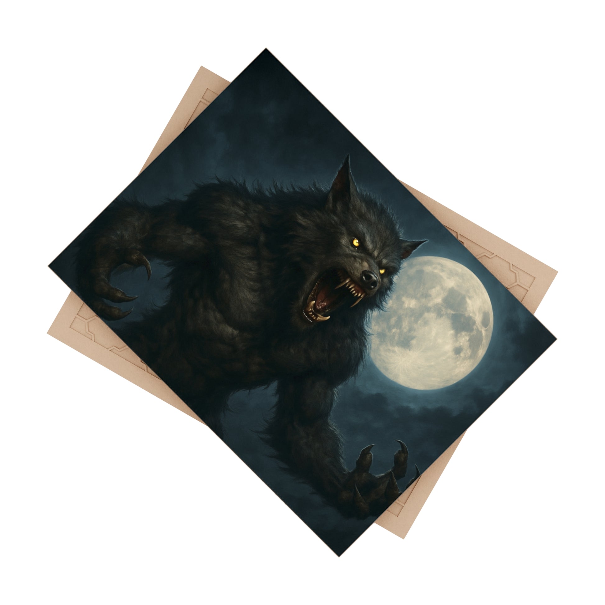 Werewolf Ceramics Decor, Unique Wolf Moon Tile, Gothic Home Accents, Halloween Gift, Dark Art Decoration, Spooky Wall Art - TRV
