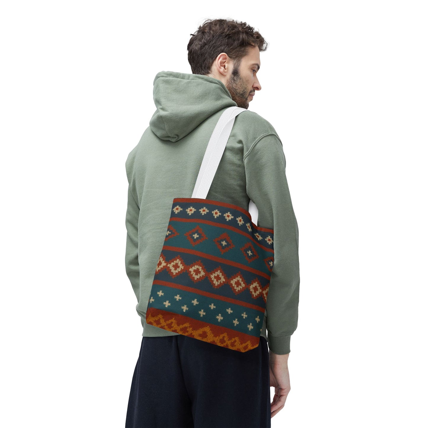 Southwestern Diamond Pattern Tote Bag | Aztec Tribal Geometric Print - TRV