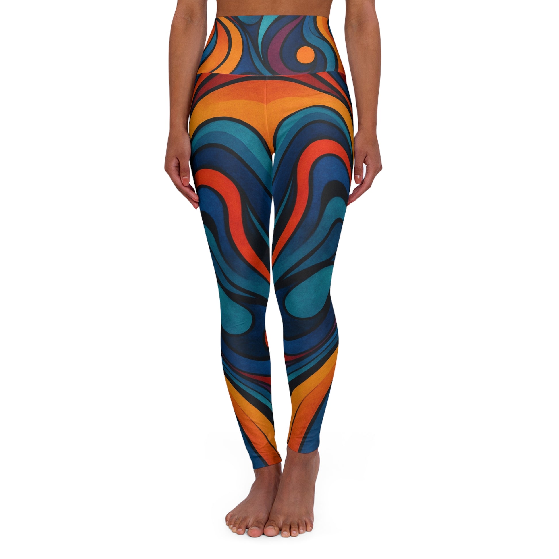 Vibrant High Waisted Yoga Leggings - Colorful Activewear, Fitness Leggings, Workout Gear, Yoga Apparel, Stylish Exercise Tights - TRV