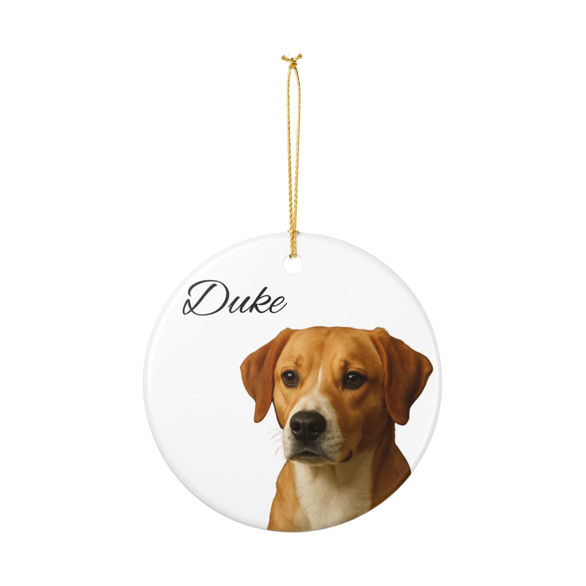 Personalized Dog Portrait Ornament Duke, Ceramic Ornament - TRV