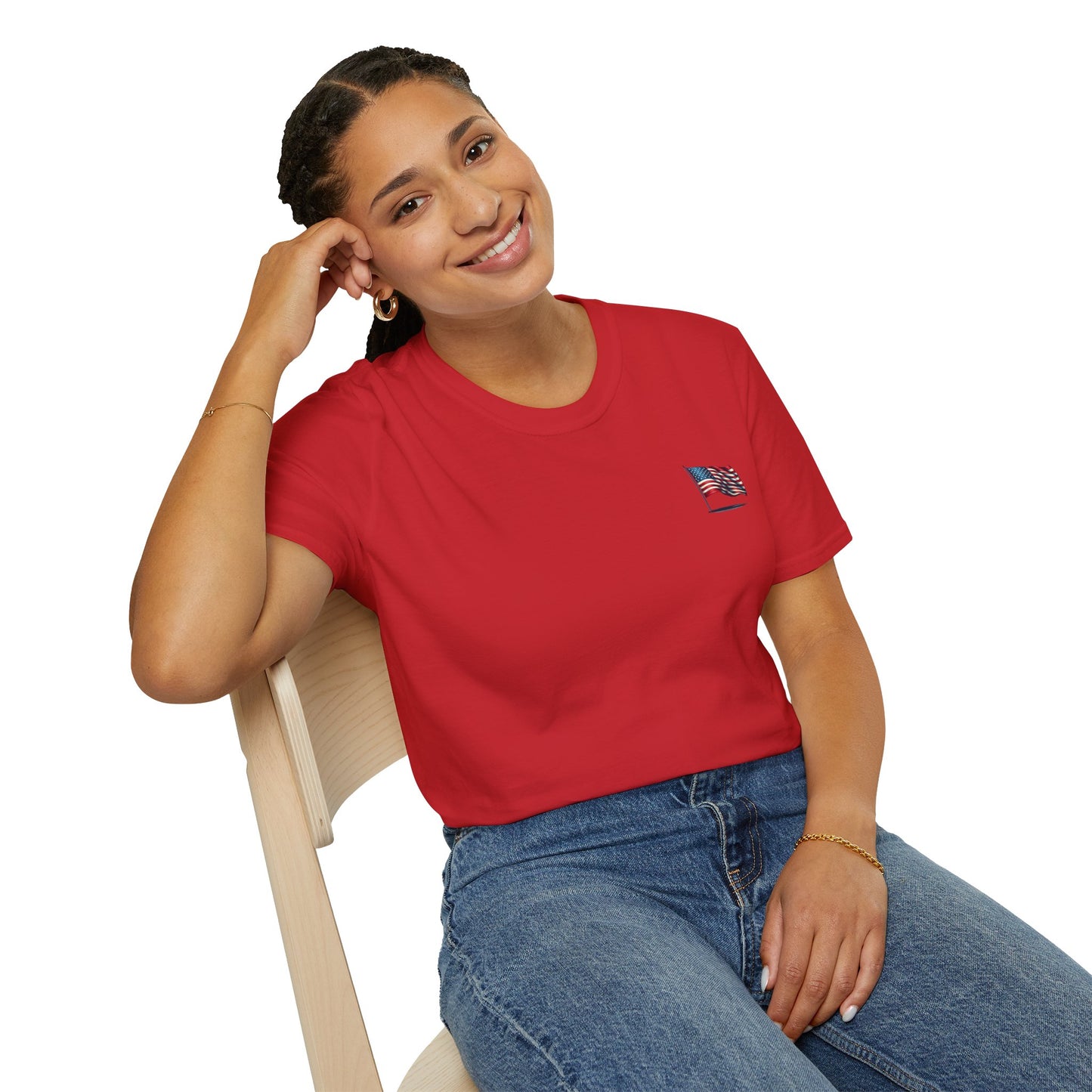 Patriotic Unisex Softstyle T-Shirt, American Flag Tee, USA Pride Shirt, Perfect for Independence Day, Casual Wear - TRV
