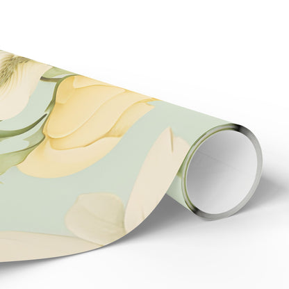 Floral Lemon Wrap — Citrus Blossom Wrapping Paper Roll