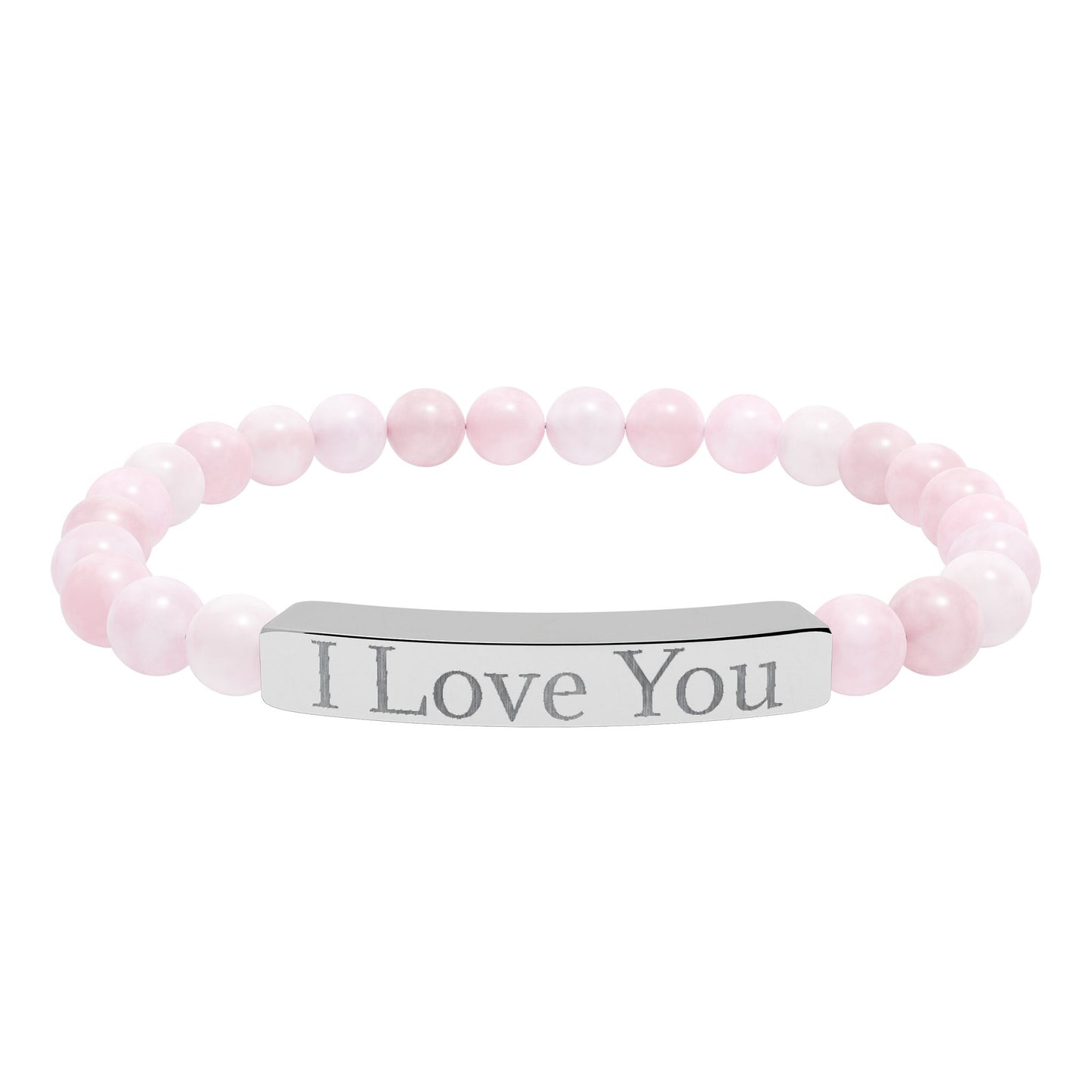 I Love You engraved stone stretch bracelet | Natural stone beaded bracelet - TRV