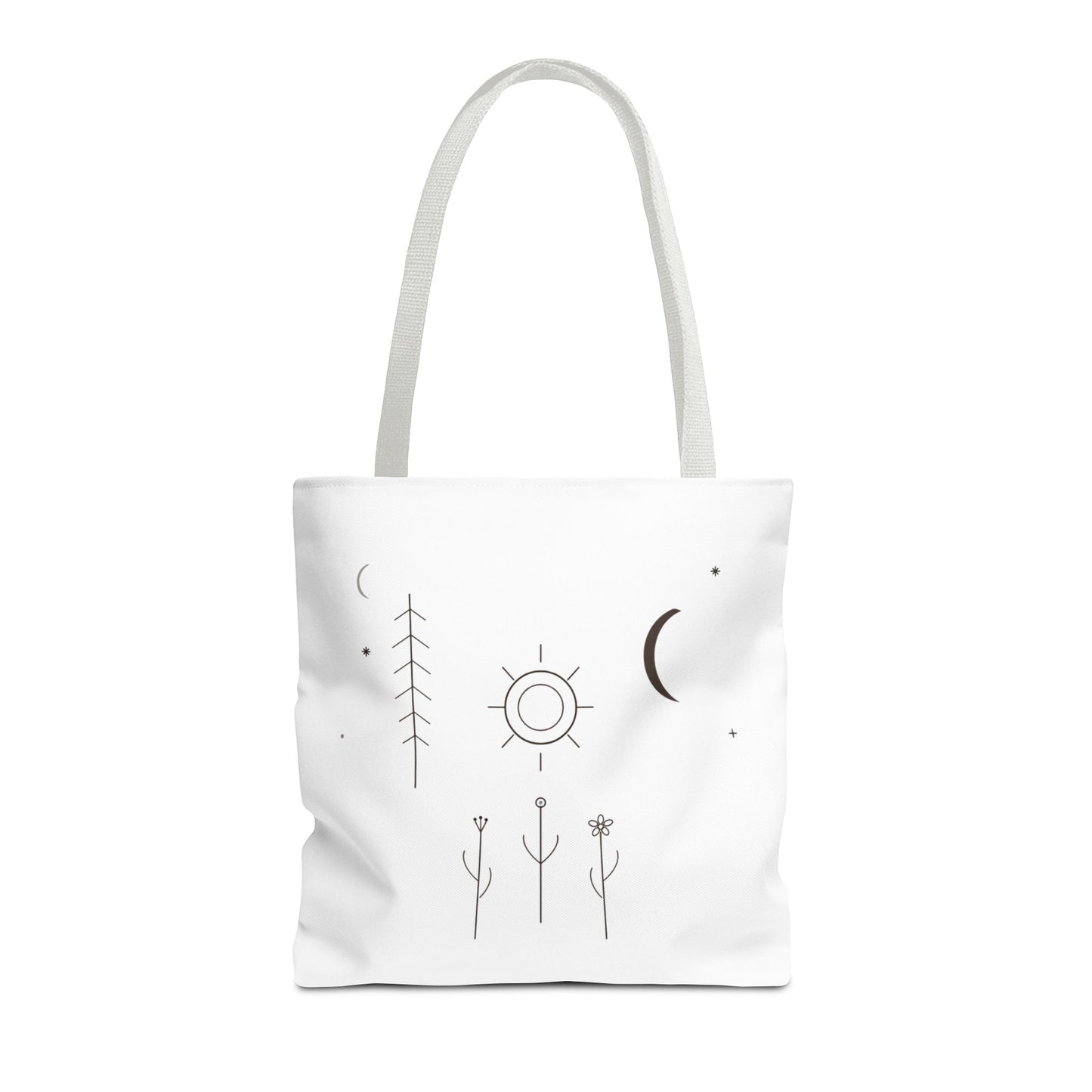 Minimal Moon and Sun Botanical Tote | Celestial Line Art Bag