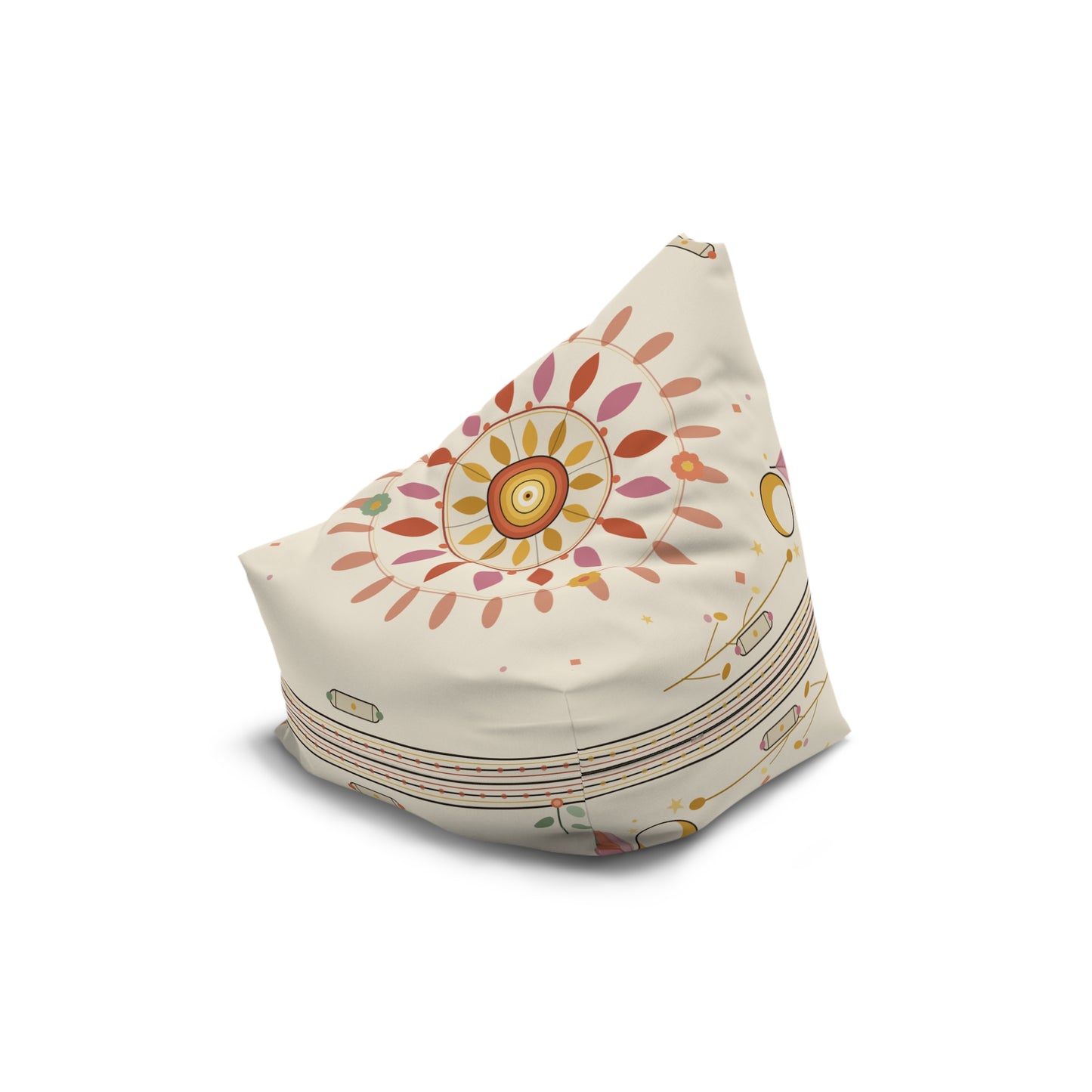 Boho Sunburst Bean Bag Cover — Floral Mandala Pattern