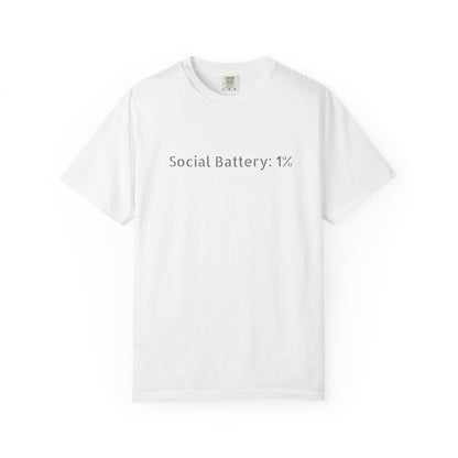 Social Battery 1% T-shirt | Introvert Funny Text Tee