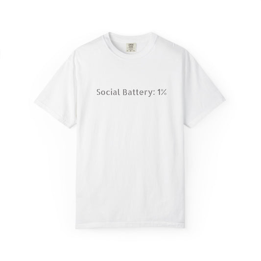 Social Battery 1% T-shirt | Introvert Funny Text Tee