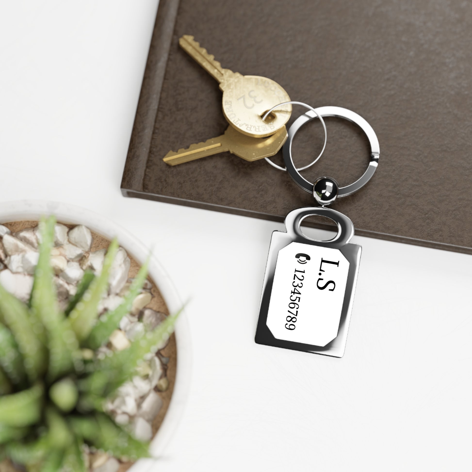 Engraved Rectangle Photo Keyring - TRV