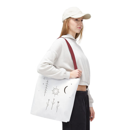 Minimal Moon and Sun Botanical Tote | Celestial Line Art Bag