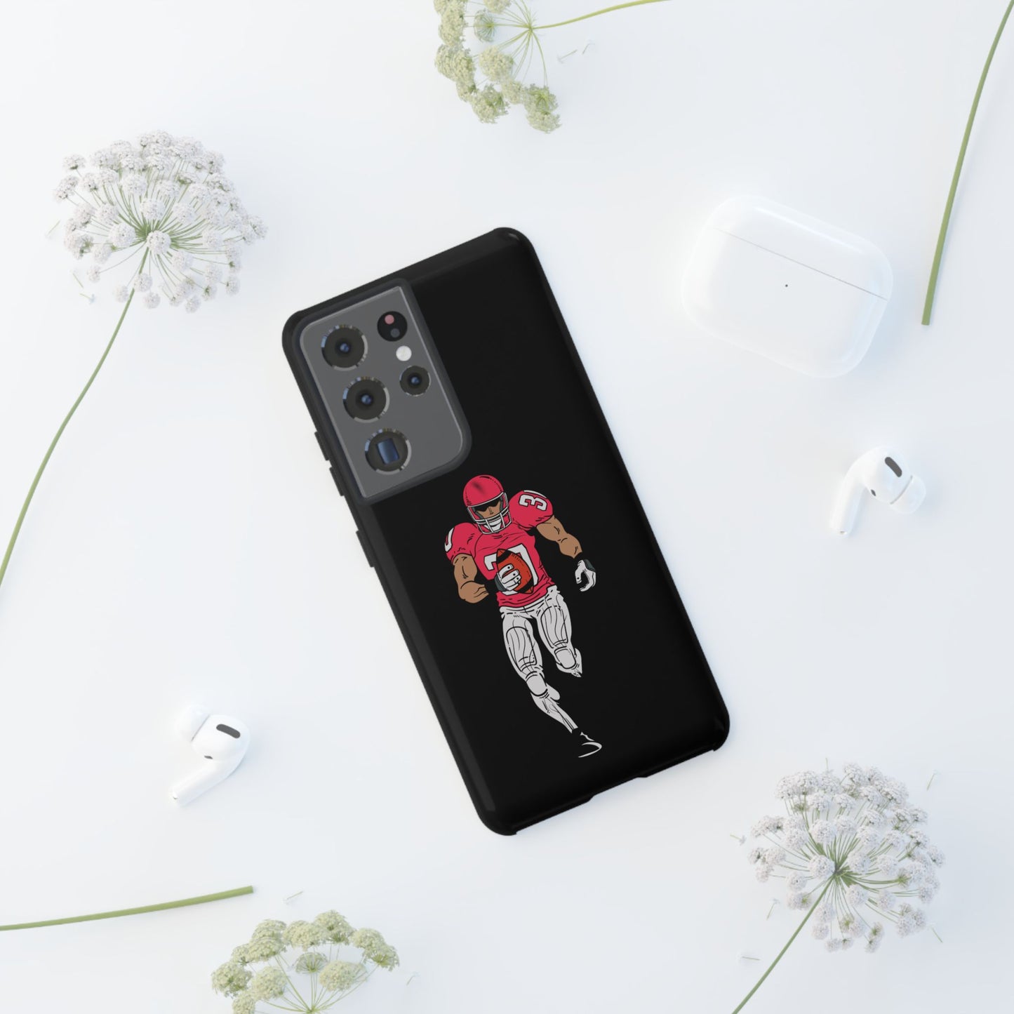 Football Player Tough Phone Case – Protective Black Sports iPhone Case