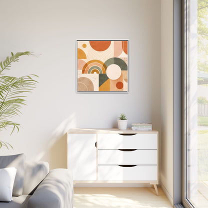 Abstract Terracotta Geometric Rainbow Matte Canvas Framed