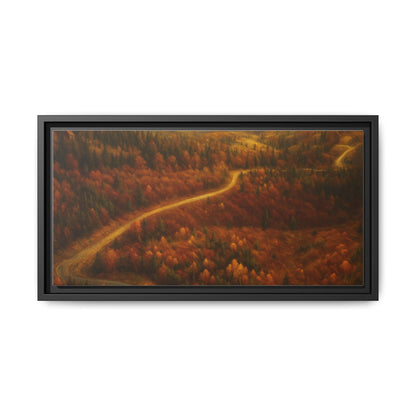 Autumn Landscape Framed Canvas Art, Cozy Home Decor, Warm Fall Vibes, Gift for Nature Lovers, Perfect for Thanksgiving - TRV