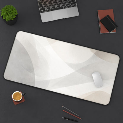 Neutral Abstract Waves Desk Mat | Minimal Office Mouse Pad