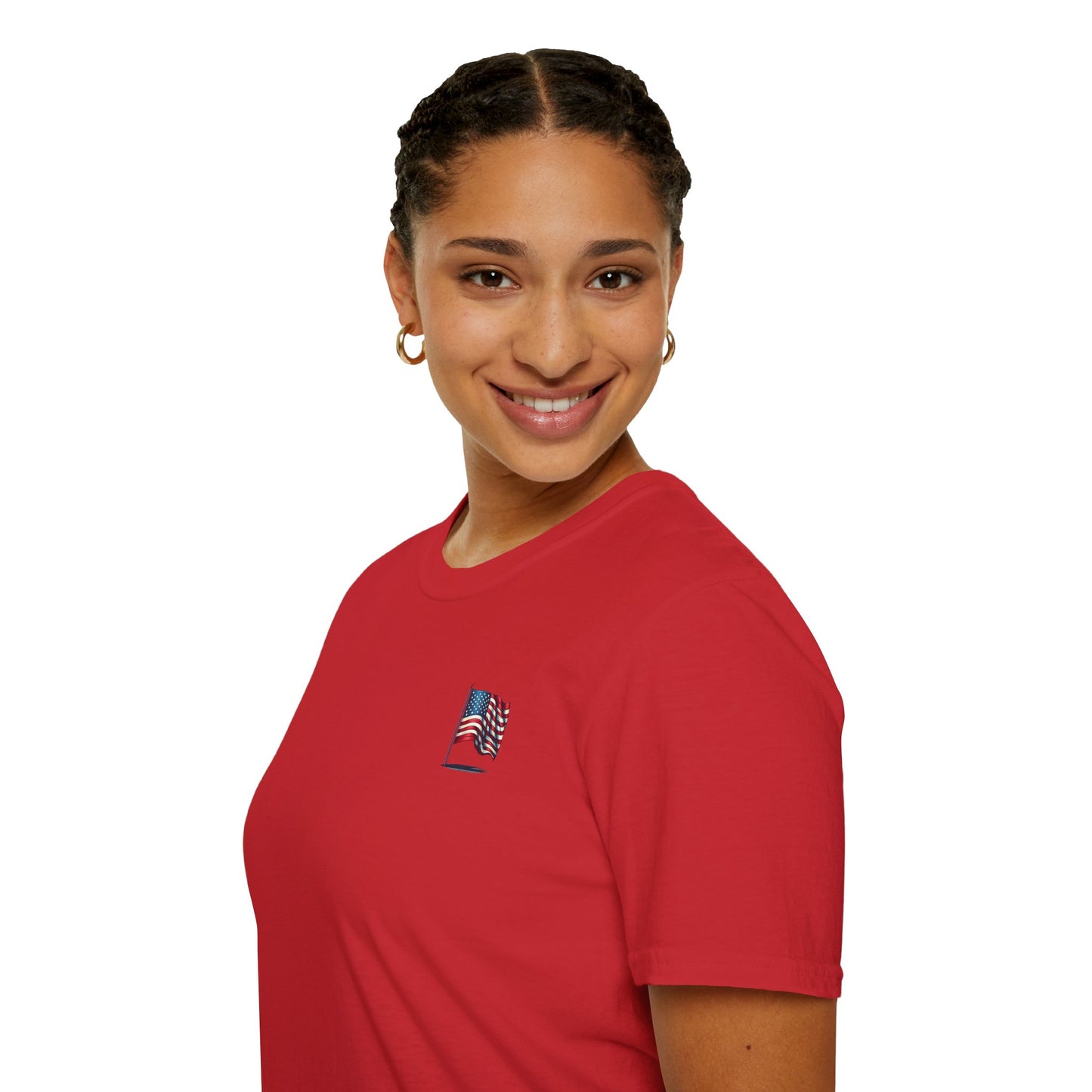 Patriotic Unisex Softstyle T-Shirt, American Flag Tee, USA Pride Shirt, Perfect for Independence Day, Casual Wear - TRV