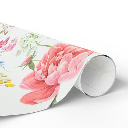 Floral Peony Wrapping Paper Roll — Watercolor Garden Gift Wrap for Mother's Day & Spring Celebrations