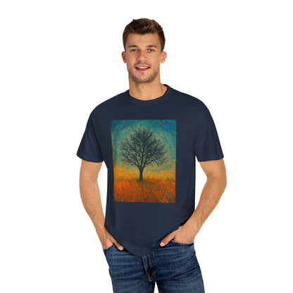 Nature-Themed Unisex Garment-Dyed T-Shirt - Tree Design, Bohemian Tee, Nature Lover Gift, Eco-Friendly Fashion, Casual Wear - TRV