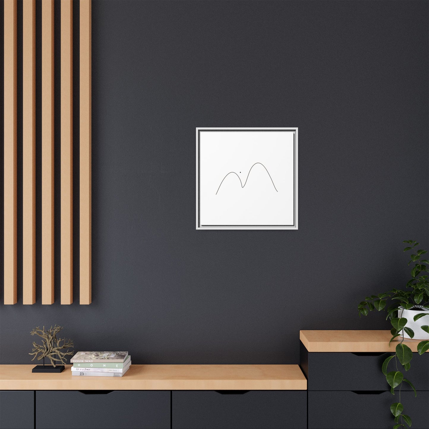 Minimal Line Mountains Matte Canvas Framed