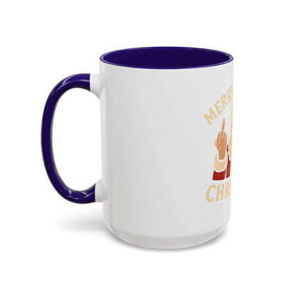 Irreverent Merry Christmas Mug — Funny Santa Middle Finger Coffee Cup (11oz & 15oz)