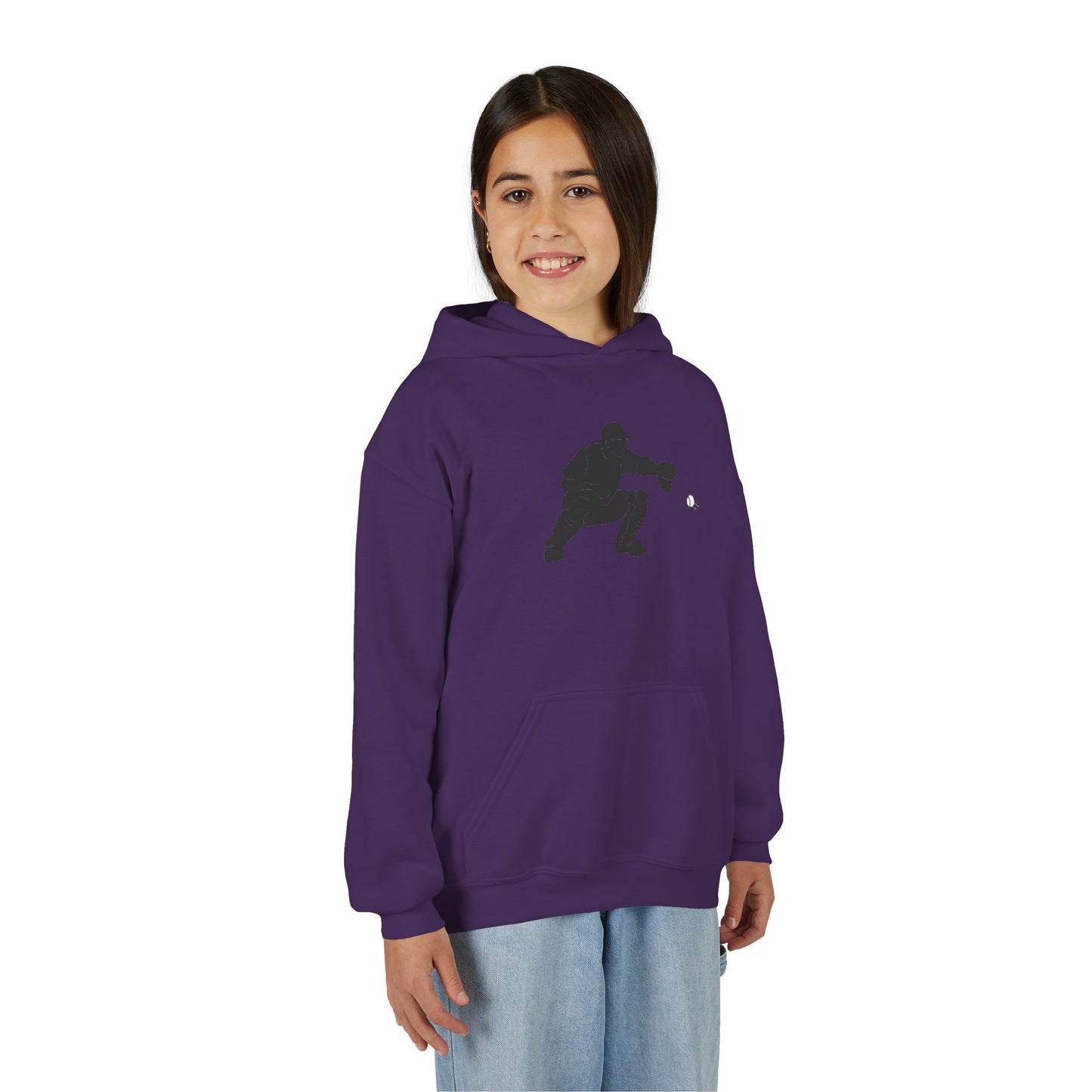 Youth Baseball Catcher Hoodie, Sporty Sweatshirt for Kids, Perfect Gift for Young Athletes, Team Spirit Gear, Sports Event Apparel