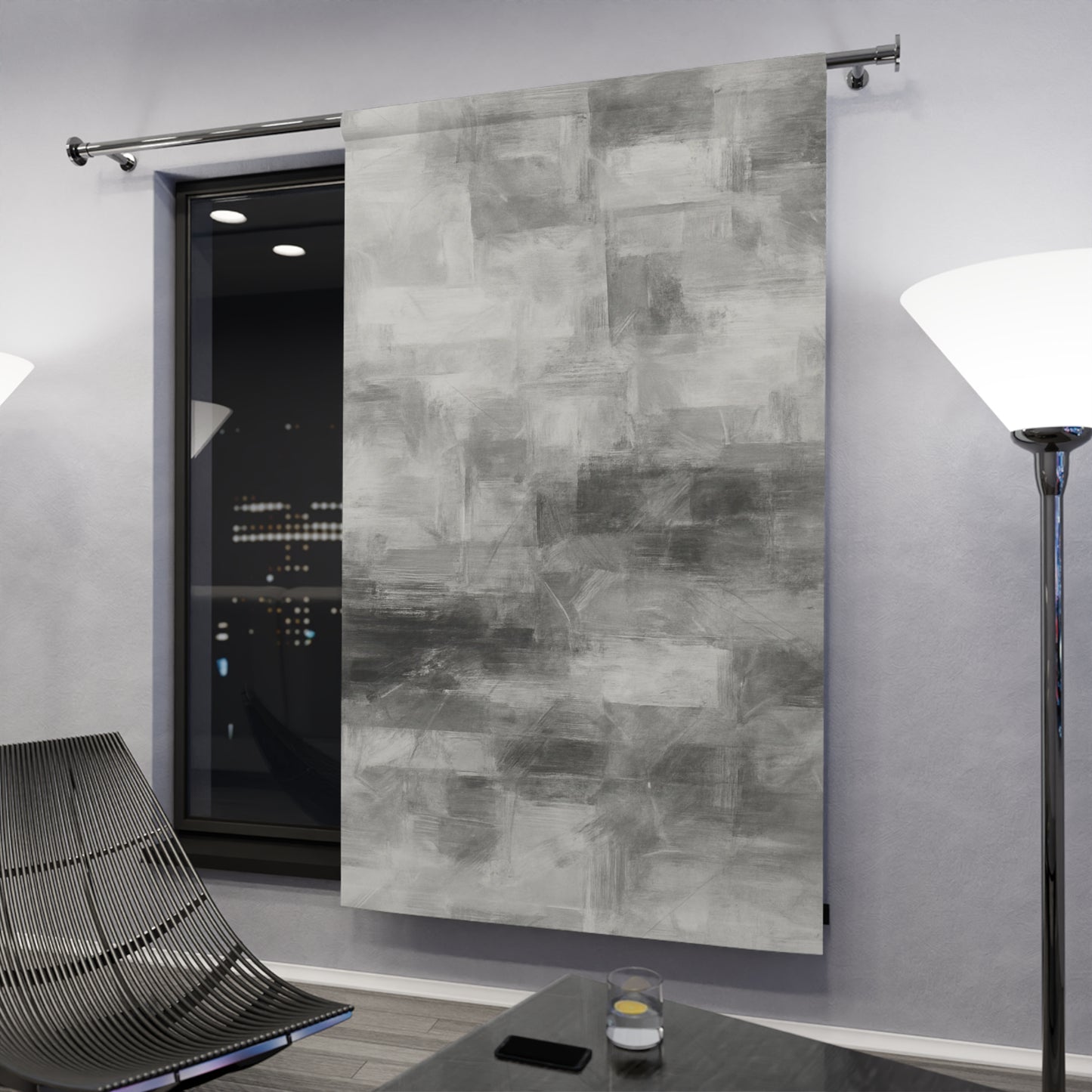 Elegant Abstract Window Curtains | Modern Home Decor, Stylish Room Accent, Grey Curtains for Living Room, Minimalist Window Treatment - TRV