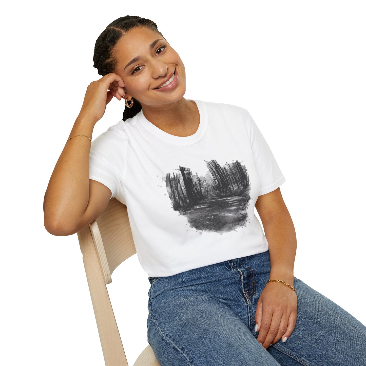 Minimalist Nature-Inspired Unisex Softstyle T-Shirt, Casual Wear, Everyday Style, Gift for Nature Lovers, Eco-Friendly Fashion