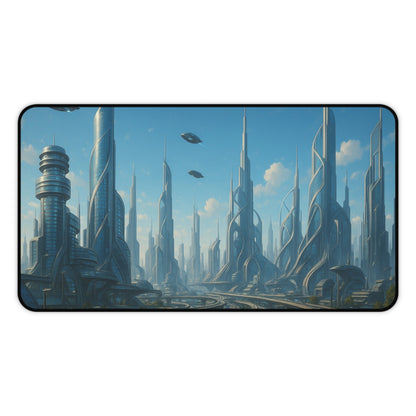 Futuristic Cityscape Desk Mat Sci Fi Skyline Mousepad - TRV