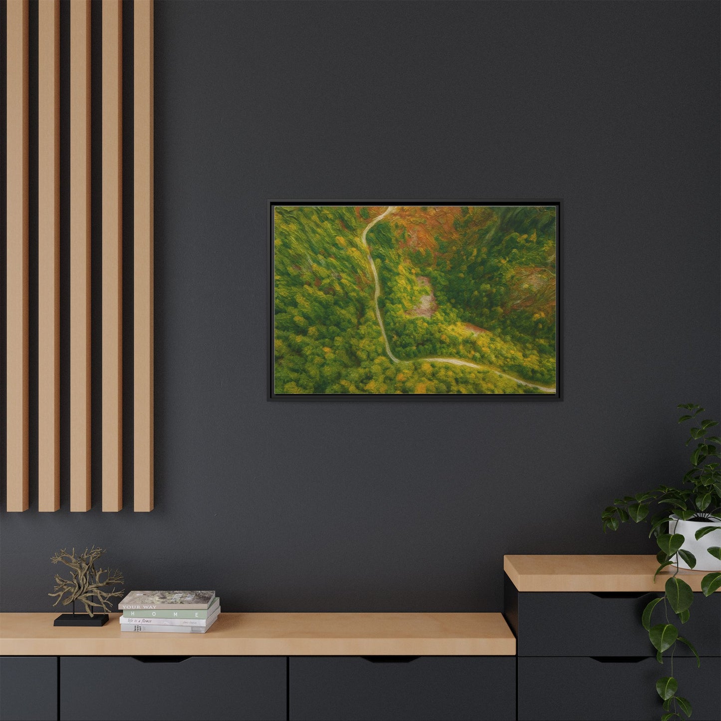 Framed Nature Canvas Art Print, Vibrant Forest Wall Decor, Abstract Landscape Artwork, Home Decoration, Gift for Nature Lovers - TRV