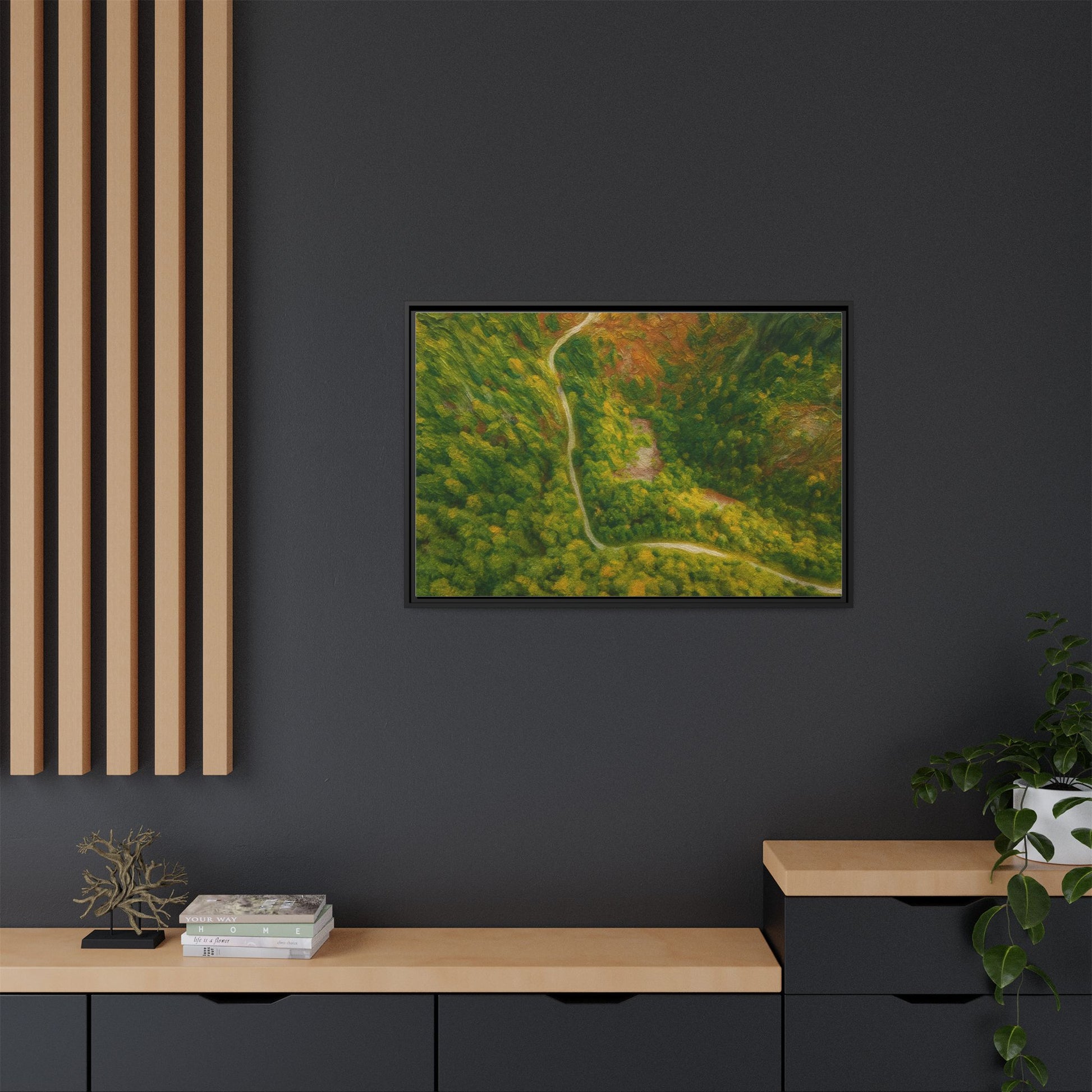 Framed Nature Canvas Art Print, Vibrant Forest Wall Decor, Abstract Landscape Artwork, Home Decoration, Gift for Nature Lovers - TRV