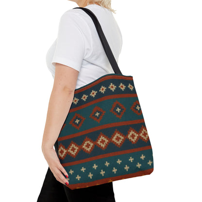 Southwestern Diamond Pattern Tote Bag | Aztec Tribal Geometric Print - TRV