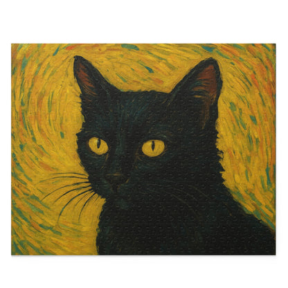 Black Cat Portrait Puzzle | Custom Photo Puzzle 120-500 Piece - TRV