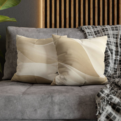 Beige Abstract Wave Pillowcase | Faux Suede Square Pillow Cover