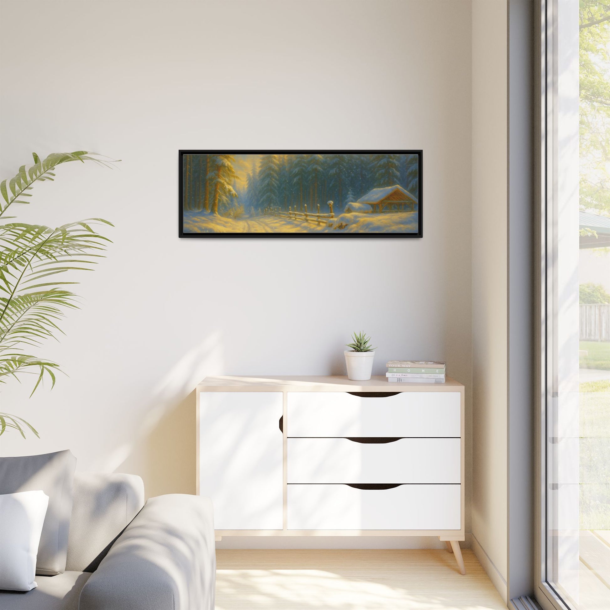 Wall Art Print, Winter Cabin Decor, Nature Scene, Holiday Gift, Cabin Vibes, Christmas Decoration, Matte Canvas, Framed - TRV