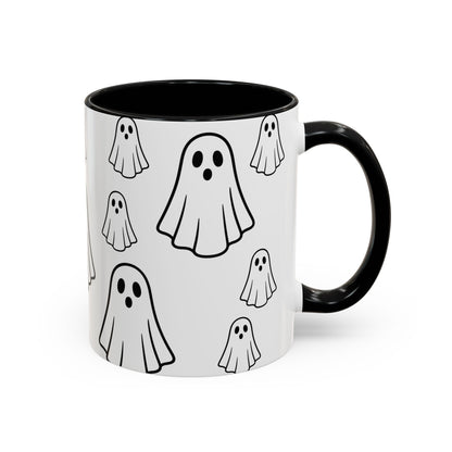 Cute Ghost Accent Coffee Mug, Halloween Mug, Spooky Drinkware, Gift for Ghost Lovers, Seasonal Decor, Unique Coffee Cup - TRV