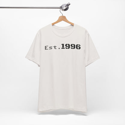 Unisex Jersey Tee - 'Est. 1996' Graphic Shirt, Birthday Gift, Casual Wear, Vintage Style, Retro Fashion, Gift for Him/Her - TRV