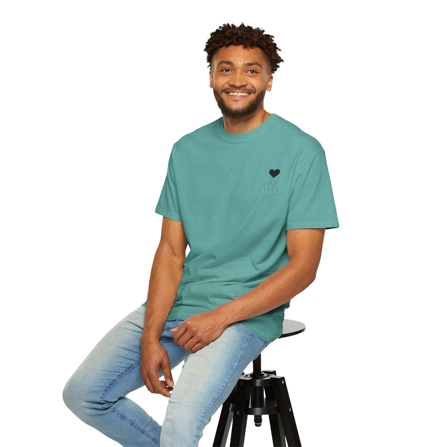 Unisex Garment-Dyed T-Shirt with Heart Design | Casual Trendy Wear for All Occasions