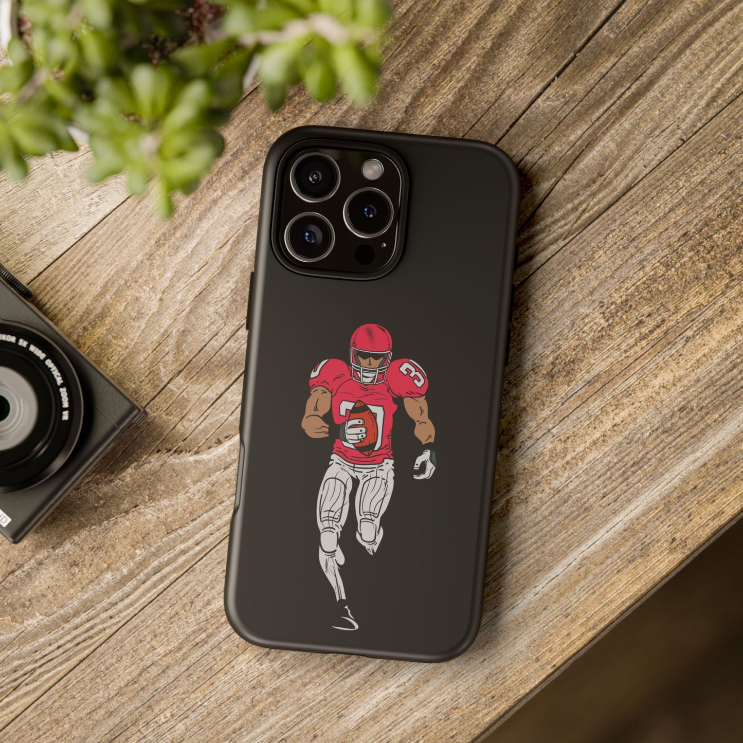 Football Player Tough Phone Case – Protective Black Sports iPhone Case