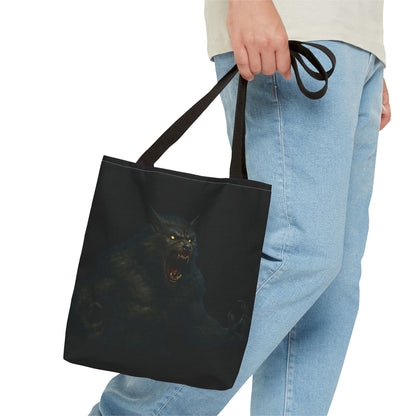Fierce Werewolf Tote Bag, Halloween Accessories, Dark Art Tote, Animal Lover Gift, Geeky Shopping Bag - TRV