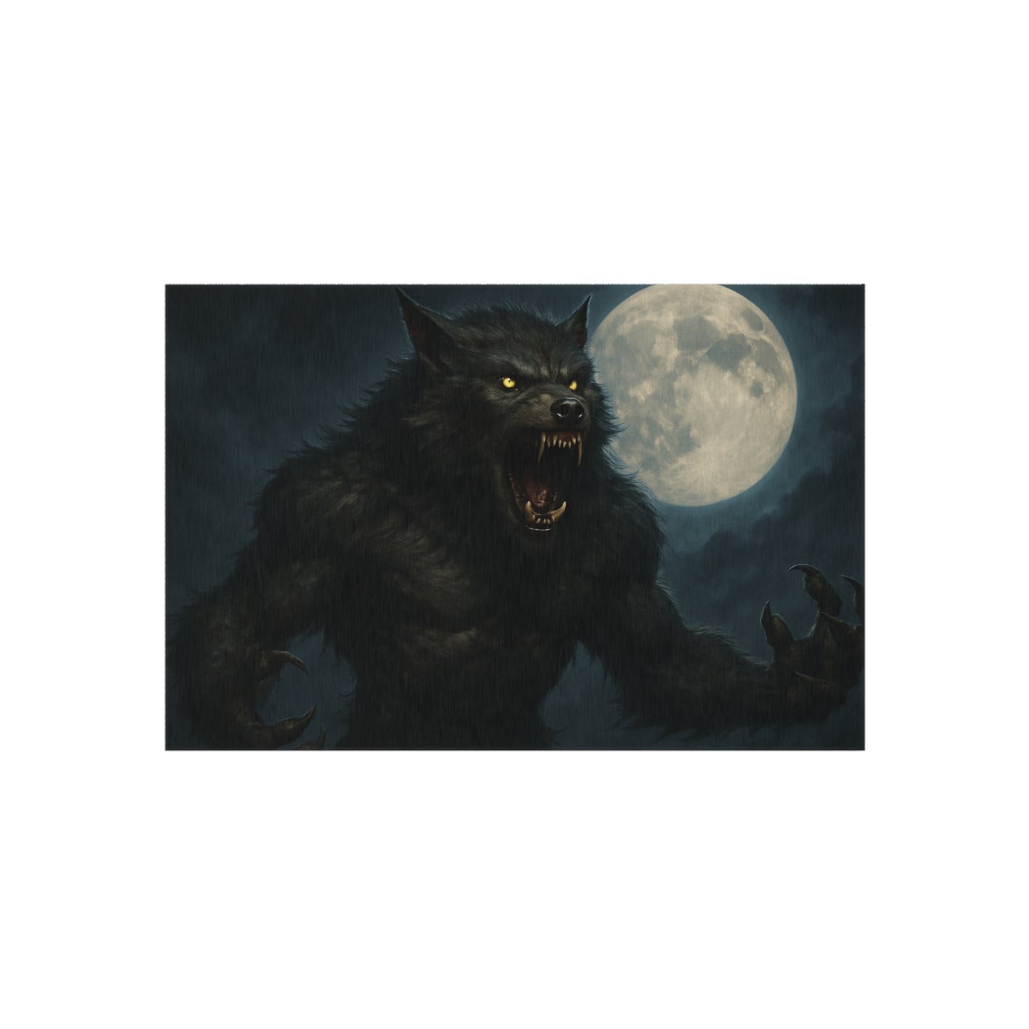 Werewolf Moon Outdoor Rug — Spooky Full Moon Horror Patio Mat