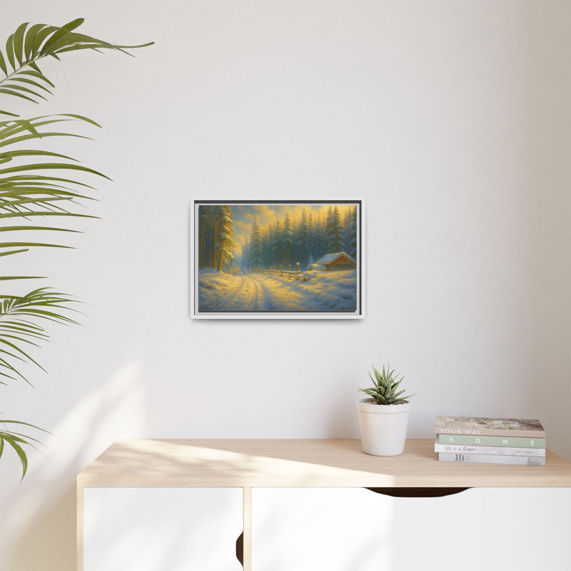 Wall Art Print, Winter Cabin Decor, Nature Scene, Holiday Gift, Cabin Vibes, Christmas Decoration, Matte Canvas, Framed - TRV