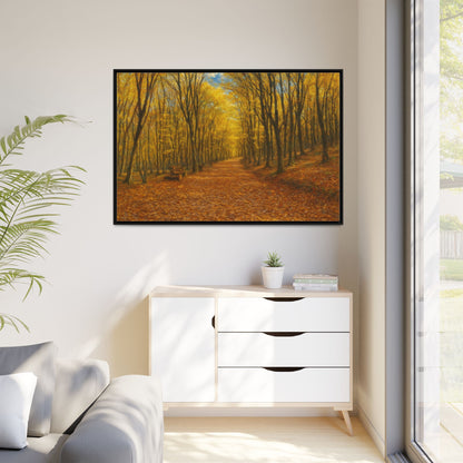 Autumn Forest Framed Canvas Art, Cozy Wall Decor, Nature Inspired Gift, Fall Home Accent, Perfect for Thanksgiving - TRV