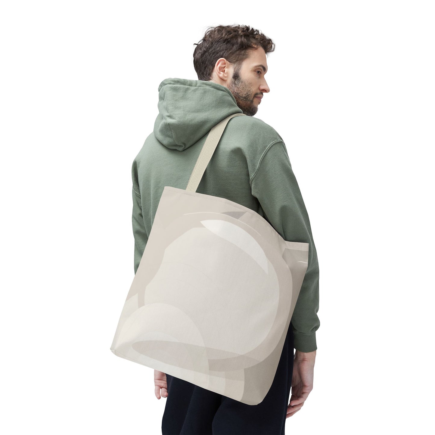 Neutral Abstract Circle Pattern Tote Bag | Minimal Beige AOP Canvas