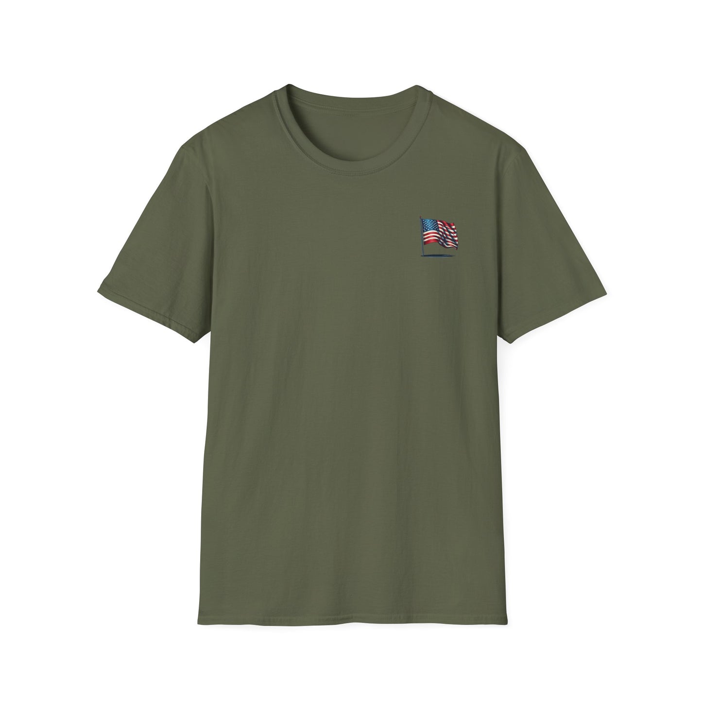 Patriotic Unisex Softstyle T-Shirt, American Flag Tee, USA Pride Shirt, Perfect for Independence Day, Casual Wear - TRV
