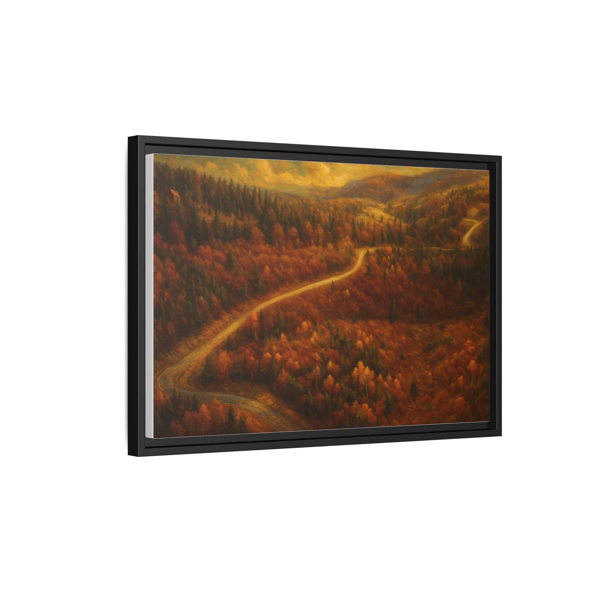 Autumn Landscape Framed Canvas Art, Cozy Home Decor, Warm Fall Vibes, Gift for Nature Lovers, Perfect for Thanksgiving - TRV