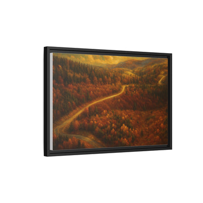 Autumn Landscape Framed Canvas Art, Cozy Home Decor, Warm Fall Vibes, Gift for Nature Lovers, Perfect for Thanksgiving - TRV