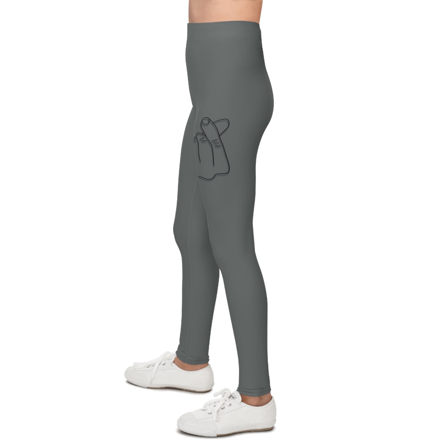 Hand Gesture Youth Leggings, Trendy Kids Pants, Cool Children's Activewear, Graphic Print Tights, Stylish Girls Leggings