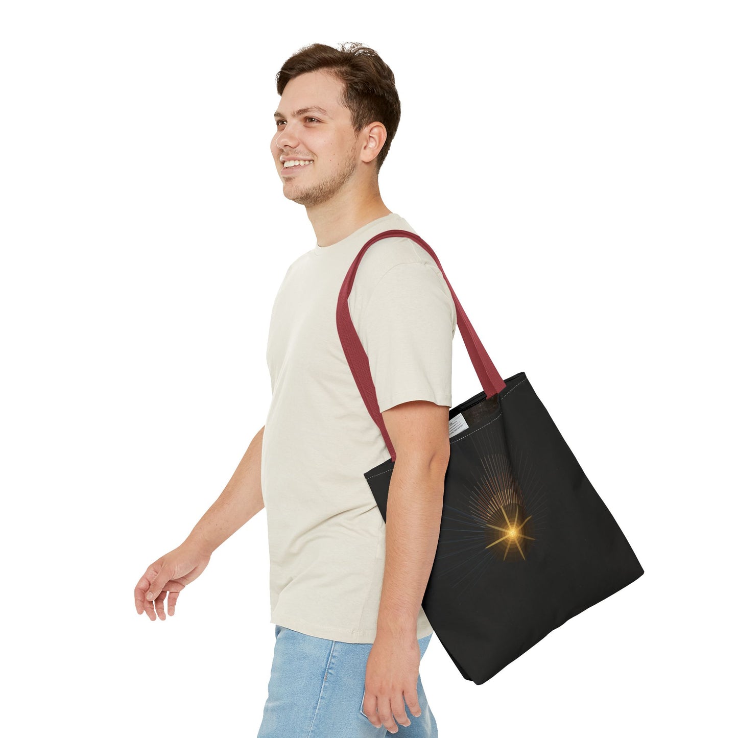 Radiant Starburst Tote Bag | Golden Light Celestial Design - TRV