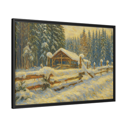 Winter Landscape Framed Canvas Art | Cozy Home Decor | Wall Art for Living Room, Bedroom, Holiday Gift, Rustic Vibes, Art Print - TRV