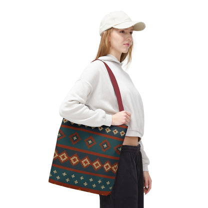Southwestern Diamond Pattern Tote Bag | Aztec Tribal Geometric Print - TRV